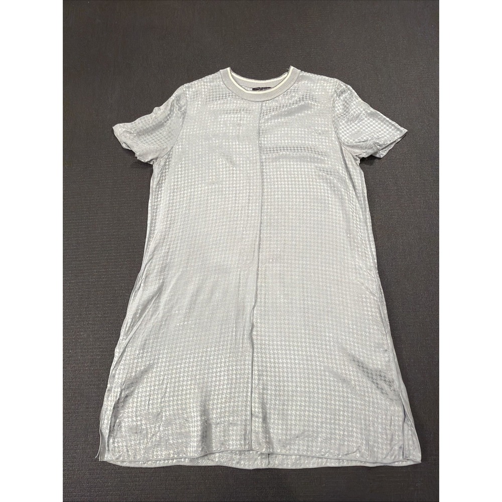 Rag & Bone Size‎ Large Ali T-Shirt Dress Silver Houndstooth Rare Color